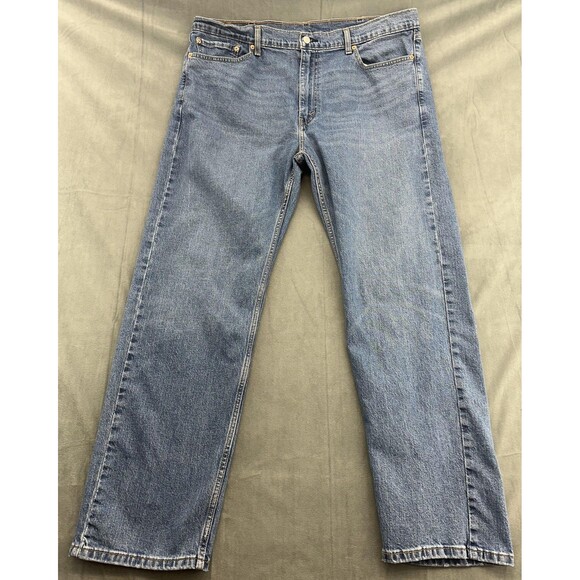 Levi's 505 Jeans Mens 40x32 Blue Denim Regular Fit Straight Leg Stretch Zip Fly - Picture 2 of 12